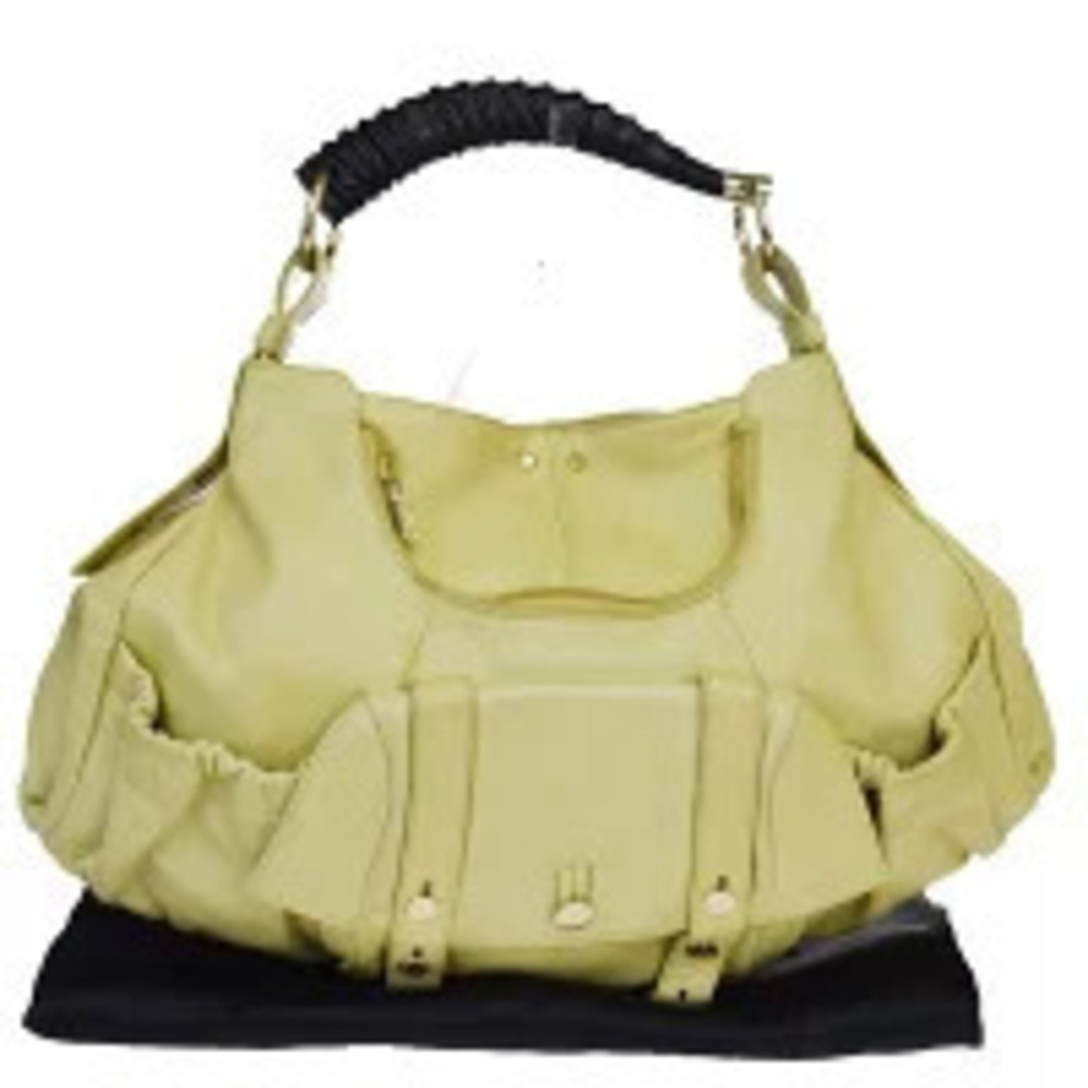 Saint Laurent Yves Mombasa Leather Handbag Yellow
